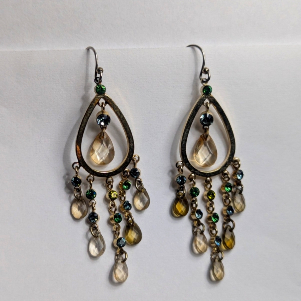 Chandelier Beaded Crystal Inlay Drop Earrings